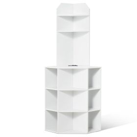 VEVOR 64" Corner Storage Cabinet with Charging Station Adjustable Shelves White, carts