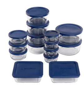 Anchor Hocking Glass Food Storage Containers with Lids, 30 Piece Set