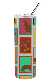 Lots of Chocolate and Tan Dachshund Stainless Steel Skinny Tumbler Vacuum Double Walled Reusable Insulated Tumbler Travel Cup for Coffee Cocktail
