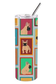 Lots of Fawn French Bulldog Stainless Steel Skinny Tumbler Vacuum Double Walled Reusable Insulated Tumbler Travel Cup for Coffee Cocktails Gift w