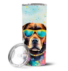 Chocolate Labrador Hippie Dawg Stainless Steel Skinny Tumbler Vacuum Double Walled Reusable Insulated Tumbler Travel Cup for Coffee Cocktails Gif