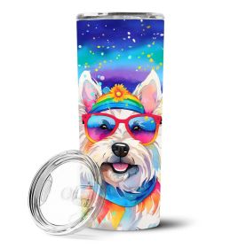Westie Hippie Dawg Stainless Steel Skinny Tumbler Vacuum Double Walled Reusable Insulated Tumbler Travel Cup for Coffee Cocktails Gift with Lid,