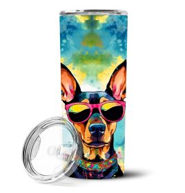 Doberman Pinscher Hippie Dawg Stainless Steel Skinny Tumbler Vacuum Double Walled Reusable Insulated Tumbler Travel Cup for Coffee Cocktails Gift