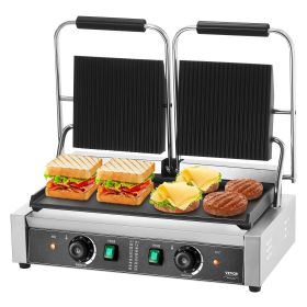 VEVOR Commercial Panini Press Grill Electric Sandwich Maker Griddle Plate 19"x9" appliance
