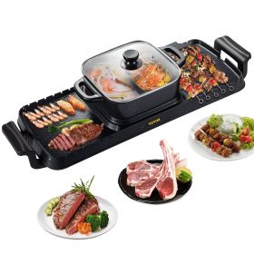 VEVOR 2 in 1 Electric Grill and Hot Pot, 2400W BBQ Pan Grill and Hot Pot, Multifunctional Teppanyaki Grill Pot with Dual Temp Control, small appliance