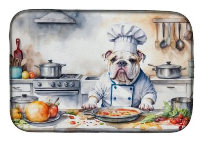 English Bulldog The Chef Dish Drying Mat Absorbent Dish Drying Mat Pad for Kitchen Counter Dish Drainer Mat for Countertop, 14 x 21", Multicolor
