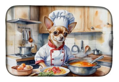 Chihuahua The Chef Dish Drying Mat Absorbent Dish Drying Mat Pad for Kitchen Counter Dish Drainer Mat for Countertop, 14 x 21", Multicolor