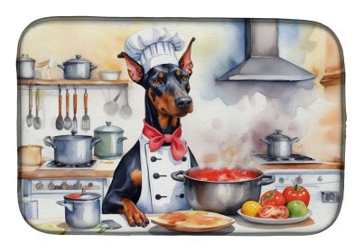 Doberman Pinscher The Chef Dish Drying Mat Absorbent Dish Drying Mat Pad for Kitchen Counter Dish Drainer Mat for Countertop, 14 x 21", Multicolo